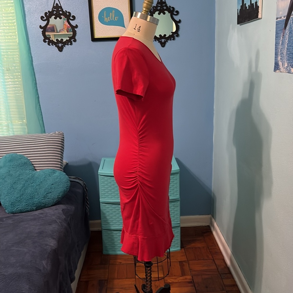 Flirty Red Ruffle Hem Dress - Picture 6 of 9